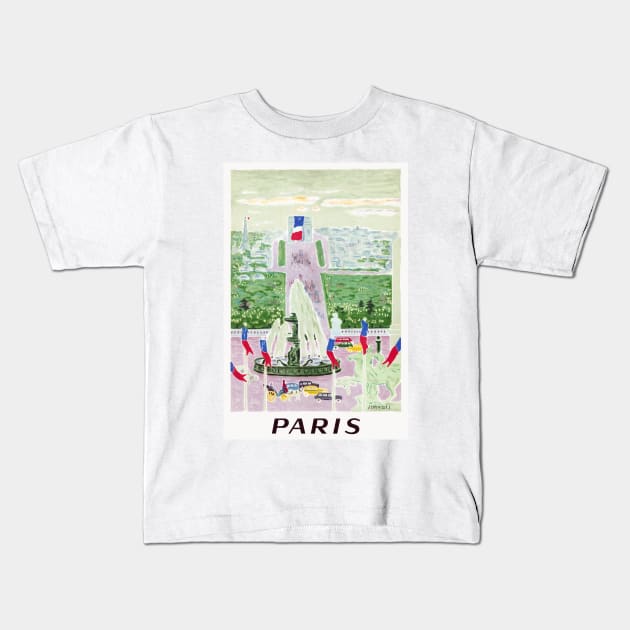 Paris France Vintage Poster Kids T-Shirt by vintagetreasure